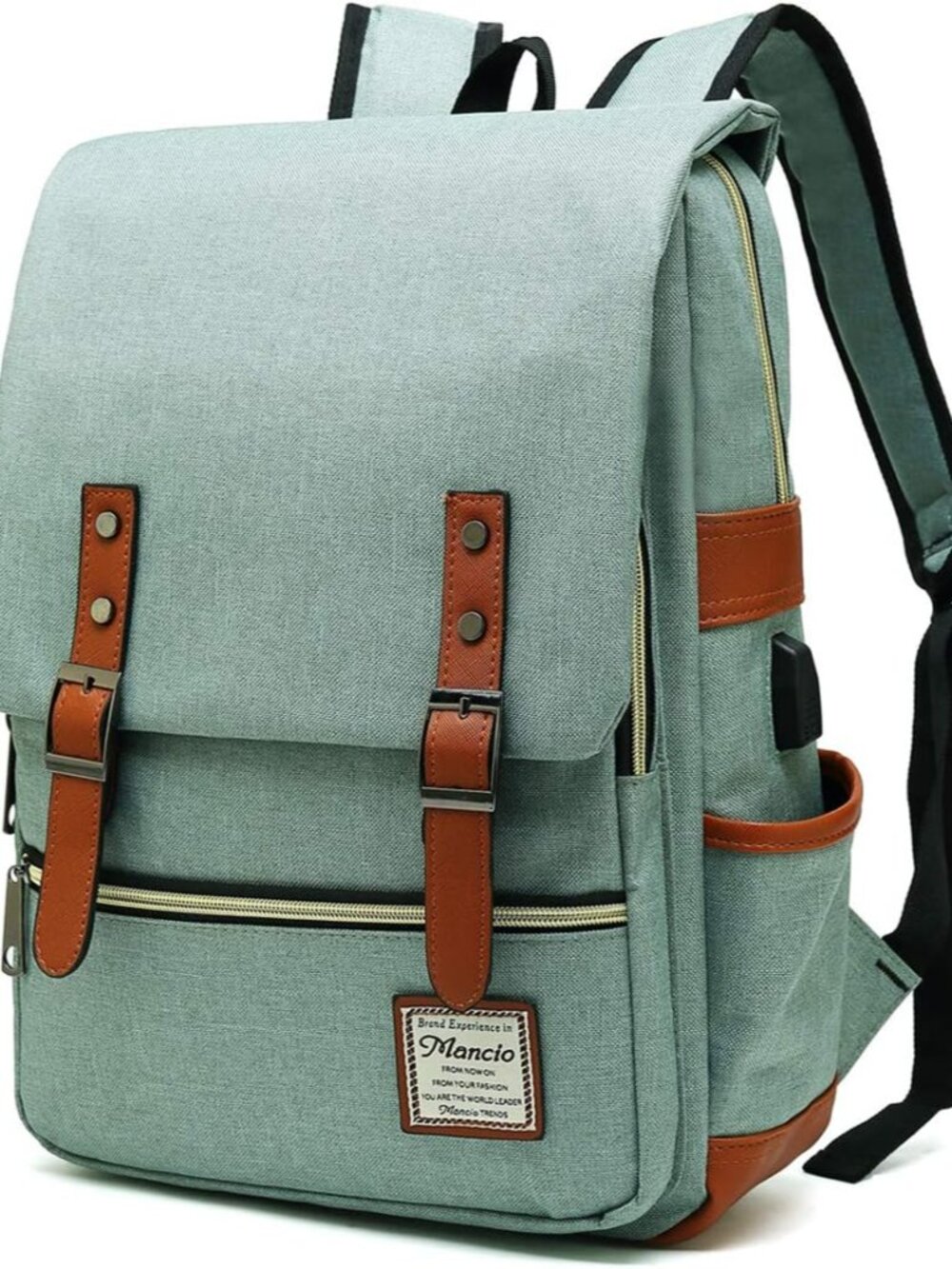 Vintage Laptop Backpack with USB Charging Port, Slim Tear Resistant Business Bac